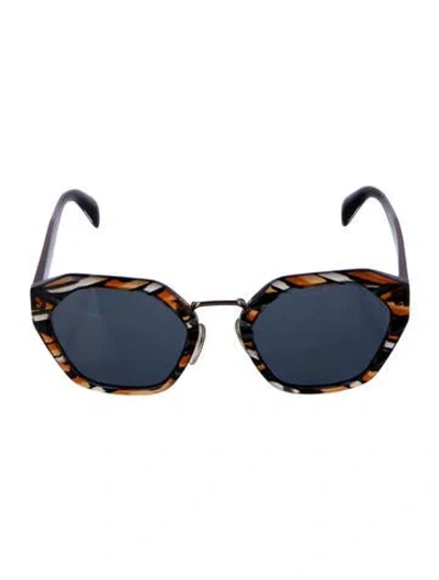 Pre-owned Prada Oversize Black Pattern Sunglasses In Brown