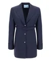 Prada Women Single-breasted Light Mohair Jacket In Blue
