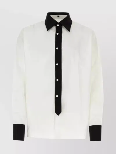 PRADA OVERSIZE COTTON POPLIN SHIRT WITH DETACHABLE CUFFS AND COLLAR