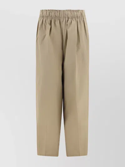 Prada Oversize Cotton Wide-leg Trousers In Beige