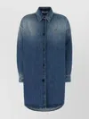 Prada Oversize Denim Shirt Cuffed Sleeves In Blue
