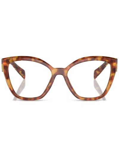 Prada Brille Mit Oversized-gestell In Brown