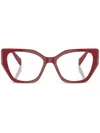 Prada Womens Red Pr 18wv Irregular-frame Acetate Glasses In Rot