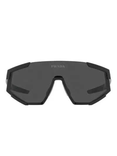 Prada Ps 04ws Dg006f Shield Sunglasses In Black