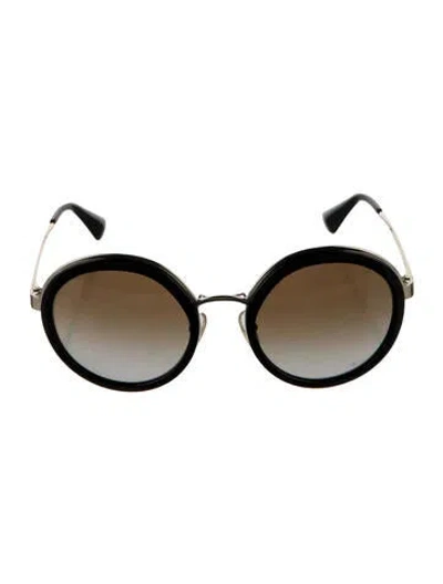 Pre-owned Prada Oversize Gradient Sunglasses In Black/gold