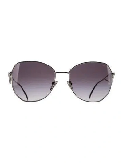 Pre-owned Prada Oversize Gradient Sunglasses In Silver