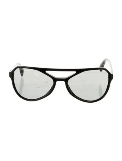 Pre-owned Prada Oversize Mirrored Sunglasses In Black