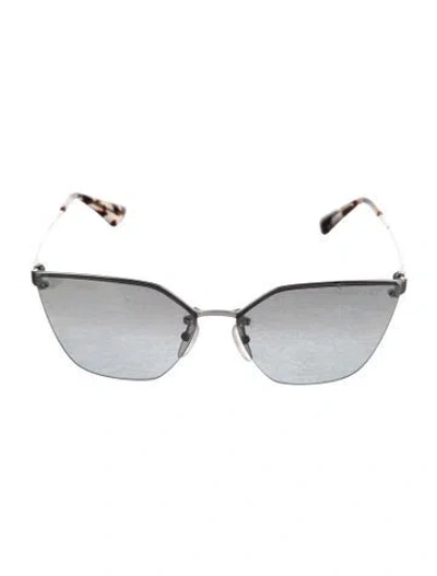 Pre-owned Prada Oversize Mirrored Sunglasses In Silver