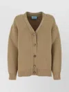 Prada Oversize Wool Blend Cardigan In Neutral