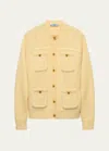 Prada Multiple-pockets Cashmere Cardigan In F0061 Crema
