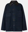 Prada Oversized Cotton Leather-trimmed Jacket In Blue
