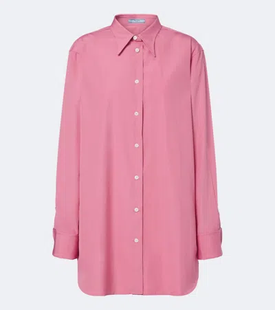 Prada Oversized Cotton Poplin Shirt In Pink