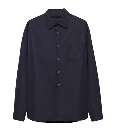 Prada Oversized Cotton Shirt In Blue