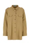 Prada Oversized Cotton Shirt In Camel
