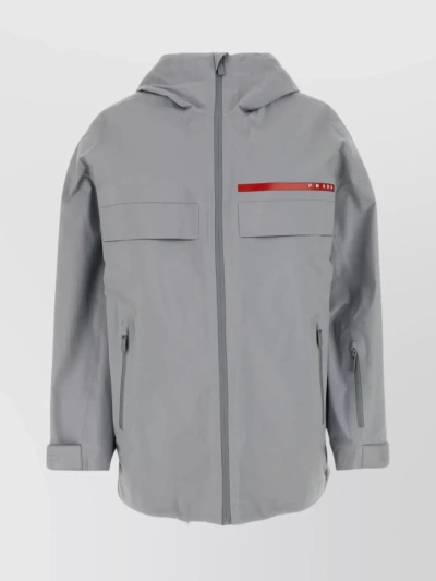 Prada Oversized Gore-tex® Hooded Jacket In Gray