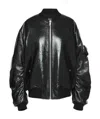Prada Oversized High-shine Bomber Jacket In Black