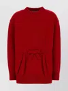 Prada Oversized Knit Sweater With Bow And Pleats In Red