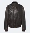 Prada Oversized Leather Blouson Jacket In Brown