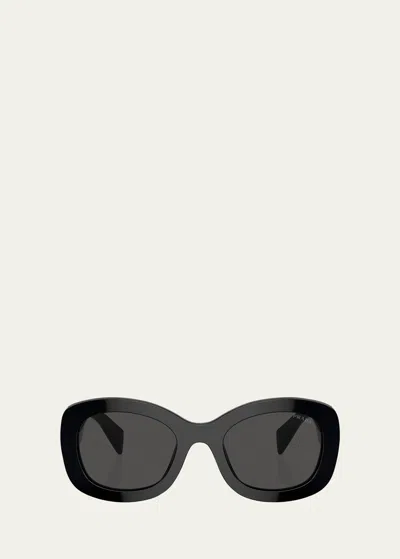 PRADA OVERSIZED LOGO ACETATE & PLASTIC OVAL SUNGLASSES