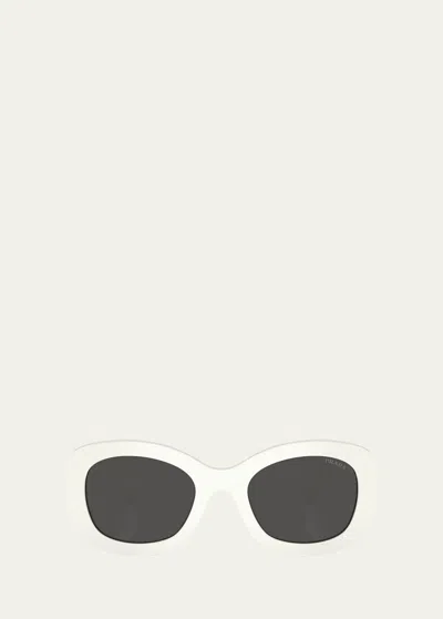 PRADA OVERSIZED LOGO ACETATE & PLASTIC OVAL SUNGLASSES