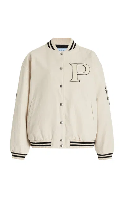 PRADA OVERSIZED MOHAIR-WOOL VARSITY JACKET