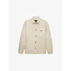 Prada Oversized Logo-plaque Organic-cotton Denim Shirt In Neutral