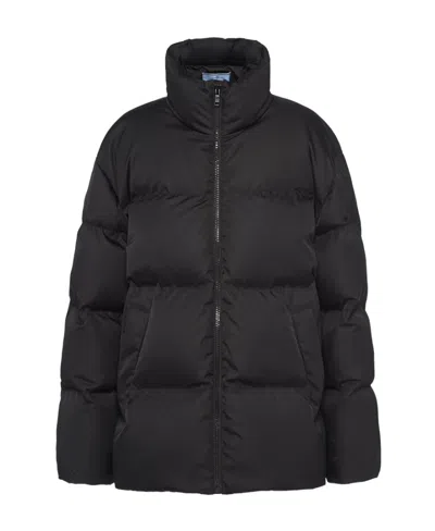 Prada Oversized Re-nylon Down Jacket In Black