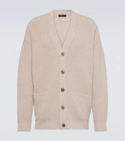 PRADA OVERSIZED RIBBED-KNIT CASHMERE CARDIGAN