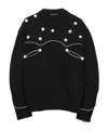 Prada Wool Crew Neck Sweater With Ribbed Cuffs In Black