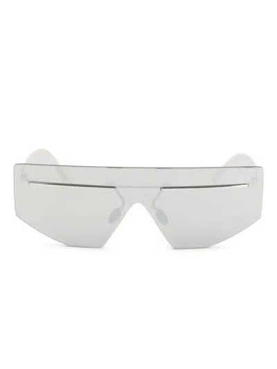 Prada Oversized Shield Sunglasses In Silver