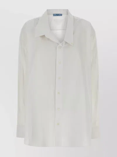 Prada Oversized Shirt With Long Cuffed Sleeves In White