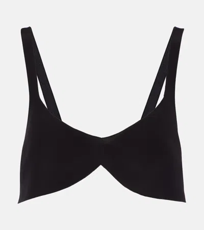 Prada Oversized Silk Crêpe De Chine Bra Top In Black