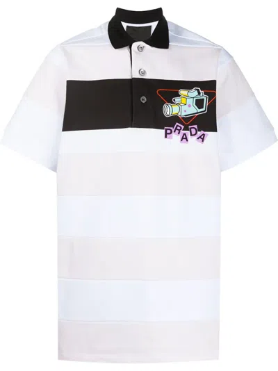 Prada Oversized Stripe Polo Shirt In White
