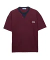 Prada Oversized Striped Jersey T-shirt In Burgundy