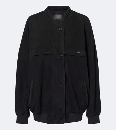 Prada Oversized Suede Bomber Jacket In Grey