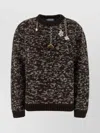 Prada Oversized Wool Sweater Featuring Embellishments In Black