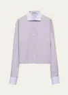 Prada Womens Purple Logo-embroidered Colour-block Cotton-poplin Shirt In F0014 Lilla