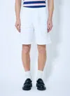 Prada Logo-patch Poplin Shorts In White