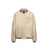 Prada Padded Leather Varsity Jacket In Pink