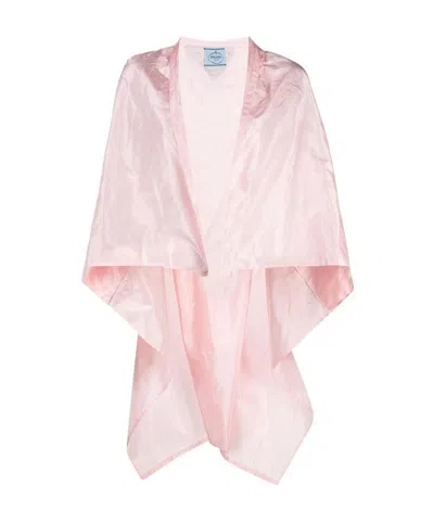 Prada Packable Silk Cape In Pink