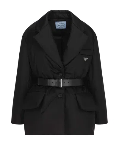 Prada Re-nylon Down Jacket In Black