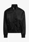 Prada Low-shoulder-sleeve Zip-front Jacket In Black