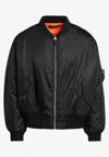 Prada Black Padded Re-nylon Bomber Jacket In Black
