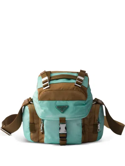 Prada Padded Buckle Flap Shoulder Bag In Brown