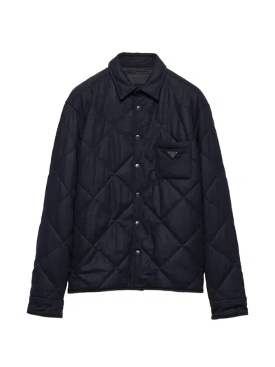 Prada Padded Cashmere Shirt In Blue