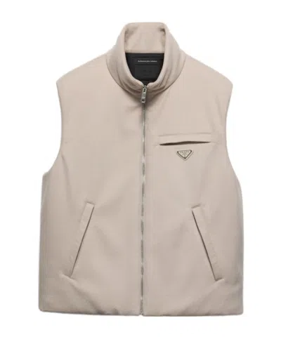 Prada Padded Cashmere Vest In Nude