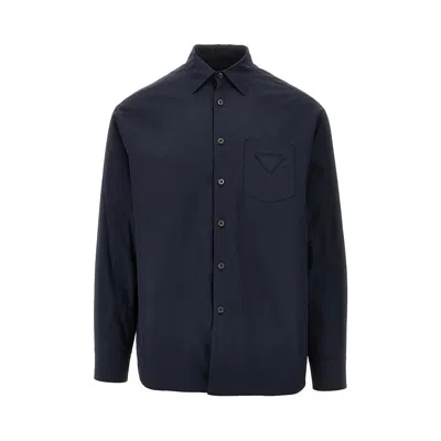 Prada Padded Cotton Shirt Jacket In Blue