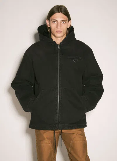 Prada Padded Denim Jacket In Black