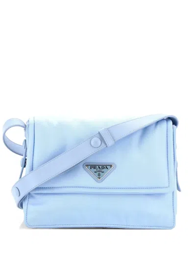 Pre-owned Prada Padded Flap Shoulder Bag Re-nylon Small Crossbody Bag In Blue