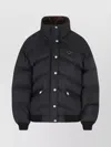 Prada Padded High Collar Coat With Zippered Pockets In Black